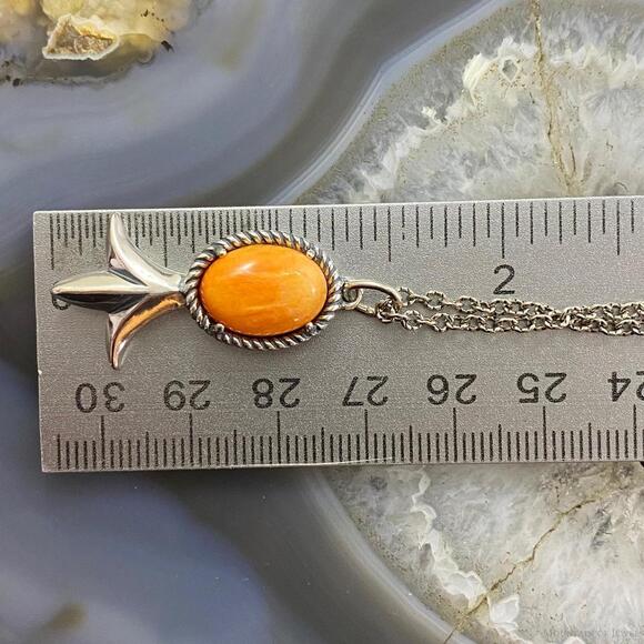 Carolyn Pollack Southwestern Style Silver Spiny Oyster Squash Pendant & Necklace - Picture 10 of 10